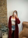 SEMPRE SWETER KARDIGAN Z DZIURAMI BORDO - 3