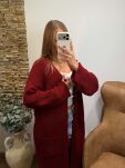 SEMPRE SWETER KARDIGAN Z DZIURAMI BORDO - 5