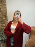 SEMPRE SWETER KARDIGAN Z DZIURAMI BORDO - 6