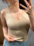 ROYAL CLUB TOP V-NECK Z LOGIEM PIASKOWY BEŻ - 3