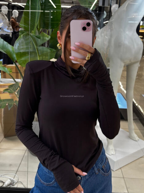 EMO BLUZKA GOLF Z PODUSZKAMI NA RAMIONACH GORZKA CZEKOLADA