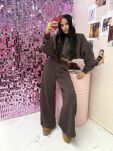 LA MILLA KOMPLET DRESOWY BLUZA + SPODNIE WIDE LEG CZEKOLADA - 2