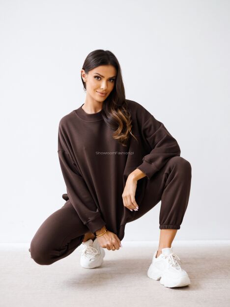 BY O LA LA! OVERSIZOWA DRESOWA BLUZA CLASSIC CHOCOMUS (CZEKOLADA)