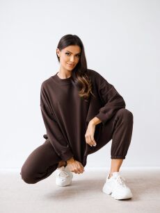 BY O LA LA! OVERSIZOWA DRESOWA BLUZA CLASSIC CHOCOMUS (CZEKOLADA)