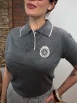 DZIANINOWA BLUZKA POLO SZARA - 2
