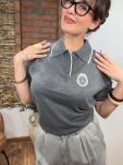 DZIANINOWA BLUZKA POLO SZARA - 4