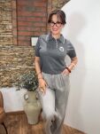 DZIANINOWA BLUZKA POLO SZARA - 5