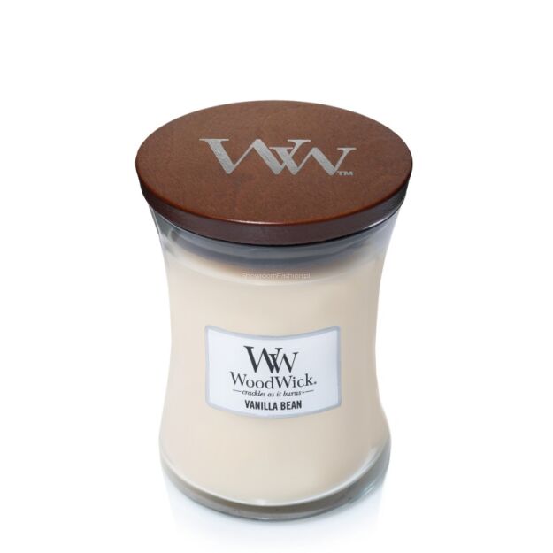 Vanilla Bean- WoodWick średnia świeca zapachowa z drewnianym knotem