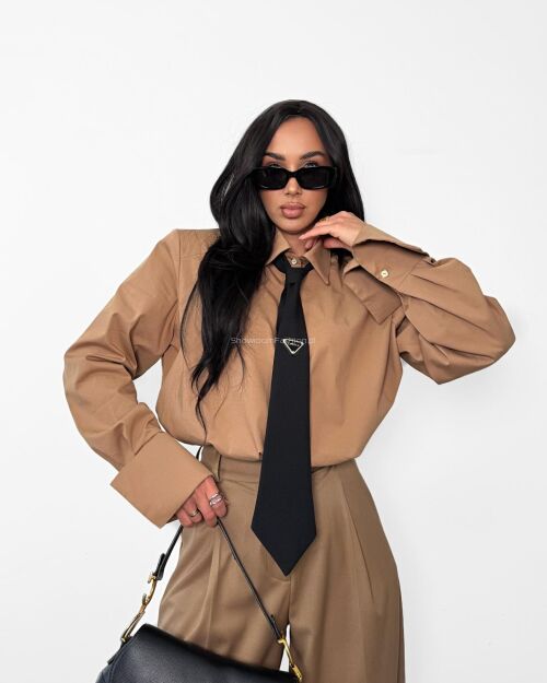 LA MILLA KOSZULA Z KRAWATEM CAMEL