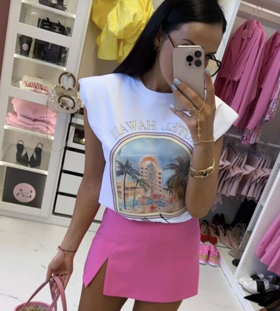 LA MILLA BLUZKA T-SHIRT OVERSIZE HOTEL HAWAII BIAŁY