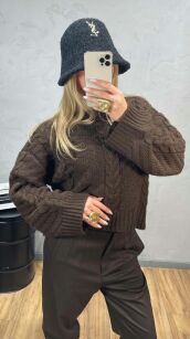 SEMPRE OVERSIZOWY SWETER Z WARKOCZEM CZEKOLADA