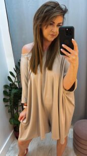 BY O LA LA...!  KOMBINEZON OVERSIZE CAFFE LATTE