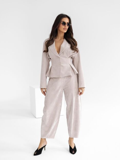 BY O LA LA! SZTRUKSOWE SPODNIE BALLOON BEŻ/PUDER