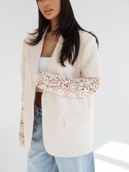 BY O LA LA...! MARYNARKA Z KORONKOWYMI RĘKAWAMI BEŻ