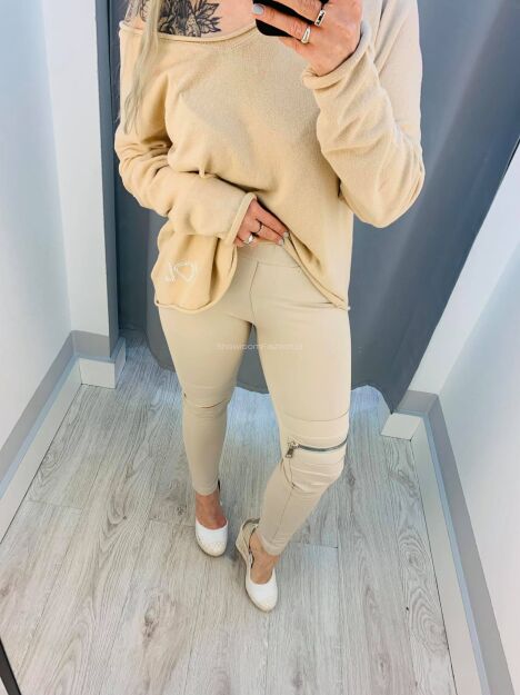 BY O LA LA ! SPODNIE LEGGINSY SUWAK BEŻ