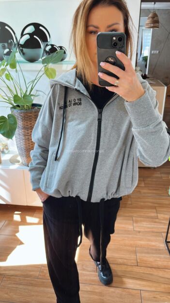 BY O LA LA! DRESOWA BLUZA ROZPINANA SZARA