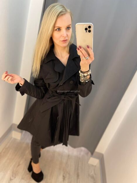 BY O LA LA! PŁASZCZ DWURZĘDOWY CZARNY