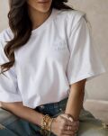 BY O LA LA! BLUZKA T-SHIRT Z PODUSZKAMI FEMALE BIEL/BŁĘKIT - 2