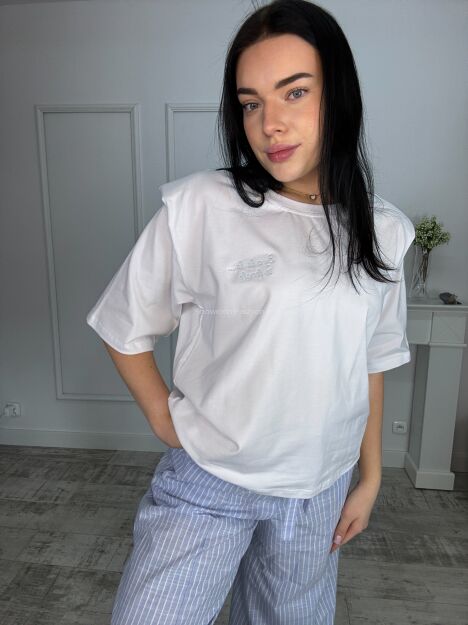 BY O LA LA! BLUZKA T-SHIRT Z PODUSZKAMI FEMALE BIEL/BŁĘKIT
