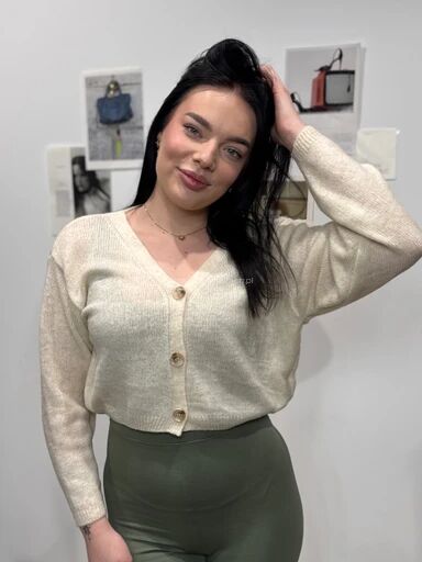 SEMPRE WISKOZOWY SWETER TRZY GUZIKI KREM