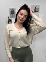 SEMPRE WISKOZOWY SWETER TRZY GUZIKI KREM