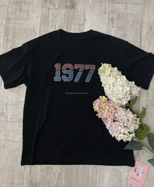 BLUZKA T-SHIRT 1977 CZARNA