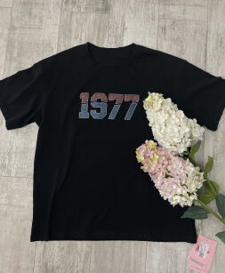 BLUZKA T-SHIRT 1977 CZARNA