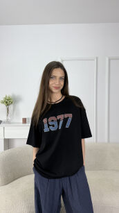 BLUZKA T-SHIRT 1977 CZARNA