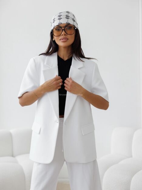 BY O LA LA...! DRESOWA MARYNARKA KRÓTKIE RĘKAWY OFF WHITE