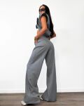 LA MILLA KLASYCZNE SPODNIE WIDE LEG Z ZAKŁADKĄ SZARE - 3