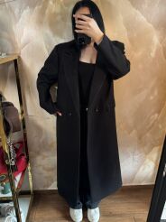 EMO DŁUGI PŁASZCZ WEŁNIANY CZARNY