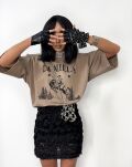 LA MILLA BLUZKA T-SHIRT WESTERN OVERSIZE Z LOGO BEŻ - 2