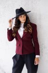BY O LA LA...! ELEGANCKA MARYNARKA SLIM Z PATKAMI MERLOT (BORDO) - 2
