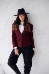 BY O LA LA...! ELEGANCKA MARYNARKA SLIM Z PATKAMI MERLOT (BORDO) - 3