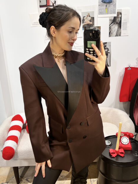 EMO SUKIENKA/MARYNARKA GARNITUROWA CZEKOLADA