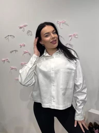 SEMPRE JEANSOWA KOSZULA OVERSIZE KRÓTKA ŚMIETANA