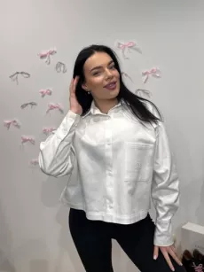 SEMPRE JEANSOWA KOSZULA OVERSIZE KRÓTKA ŚMIETANA