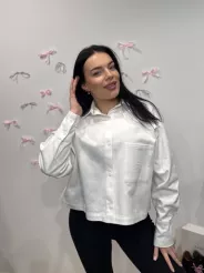 SEMPRE JEANSOWA KOSZULA OVERSIZE KRÓTKA ŚMIETANA