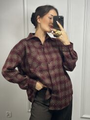 KOSZULA W KRATĘ CRYSTAL BORDO/BEŻ