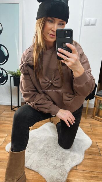 BY O LA LA...! DRESOWA BLUZA Z KOKARDAMI CZEKOLADA