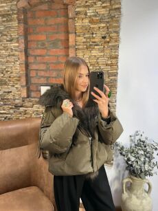 KURTKA KACZY PUCH Z FUTERKIEM OLIWKA