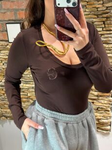 ROYAL CLUB BLUZKA LONGSLEEVE Z LOGIEM ESPRESSO