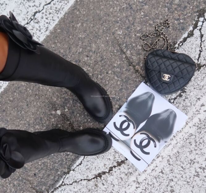 LA MILLA BUTY KOZAKI Z RÓŻĄ CZARNE