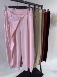 BY O LA LA...! SPODNIE ASYMETRYCZNA ZASZEWKA TERRY RED KISS (CZERWONE)