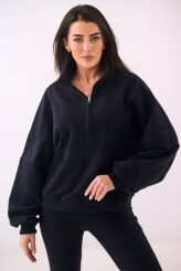 NATURAL SIDE BLUZA ZE STÓJKĄ I SUWAKIEM CZARNA