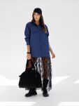 BY O LA LA!  KOSZULOWA SUKIENKA DENIM Z KORONKĄ - 3