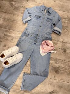 BY O LA LA...! KOMBINEZON JEANSOWY Z ZATRZASKAMI NIEBIESKI