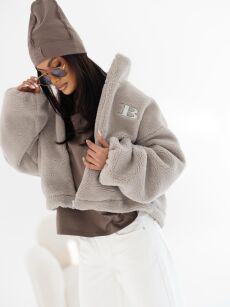 BY O LA LA!  BLUZA POLAR SZARY/FANGO