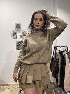 LA MILLA SPÓDNICO-SPODENKI ASYMETRYCZNE PLISY CIEPŁY BEŻ