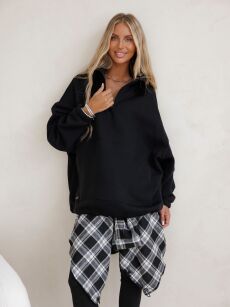 BY O LA LA! BLUZA Z WYSOKĄ STÓJKĄ CZARNA